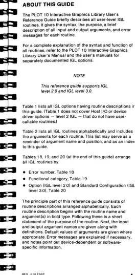 Table 2 lists all IGL routines alphabetically and includes the arguments for each routine