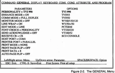 Figure 2-2. The GENERAL Menu