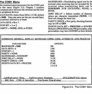 Figure 2-5. The COM1 Menu