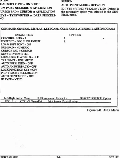 Figure 2-8. ANSI Menu
