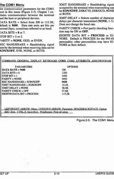 Figure 2-5. The COM1 Menu