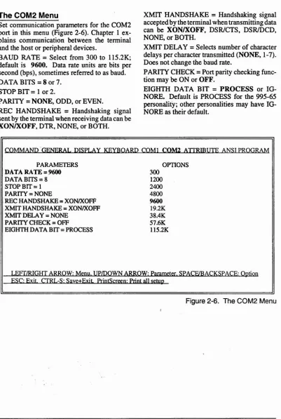 Figure 2-6. The COM2 Menu