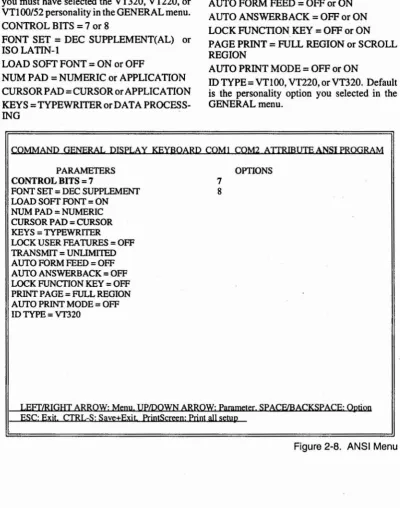 Figure 2-8. ANSI Menu