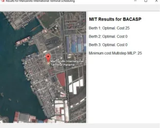 Figure 7. Excel .csv file with BAQCASP values of vessels assigned to Berth 1 at MIT to the 10/05/2016 schedule 