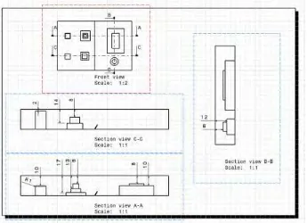 Figure 3.3: Final Test Sample Drafting and Cross Section 