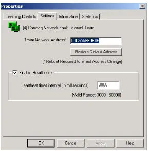 Figure 7: Viewing the default settings for NFT mode 