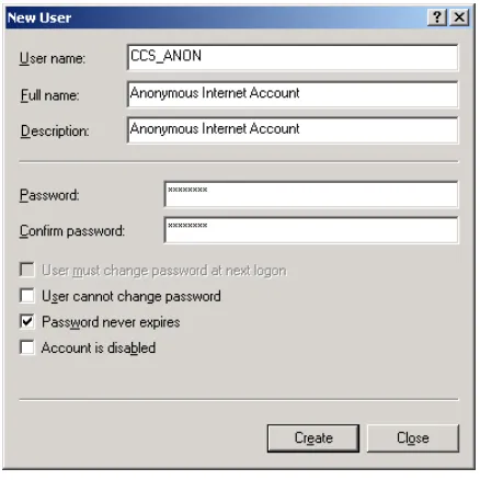 Figure 5 - Create New Anonymous Account 