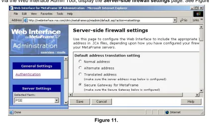 Figure 11. 2. Select Secure Gateway for MetaFrame as the Default address translation setting
