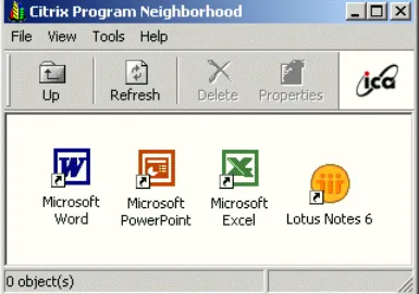 Figure 1-3   Citrix Program Neighborhood with some published applications