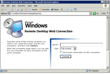 Figure 2.15: The Remote Desktop Web Connection interface. 