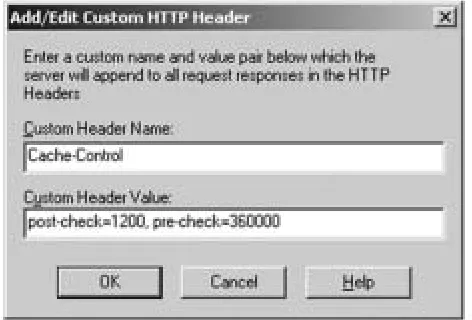 Figure 2: Adding the Cache-Control HTTP Header using IIS