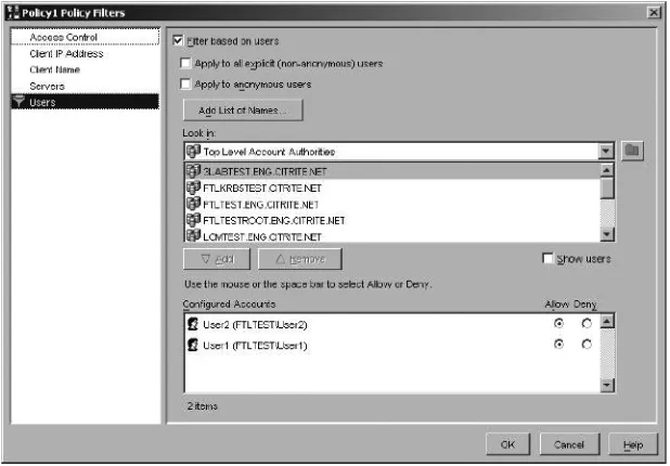 Figure 2: Policy filter selection panel