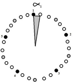 Figure 2.6: First Clockwise Black Vertex Edge Contribution to α1 of K5,5,20