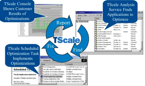 Figure 3.1:  TScale components use an iterative Find,Fix, Report methodology. 