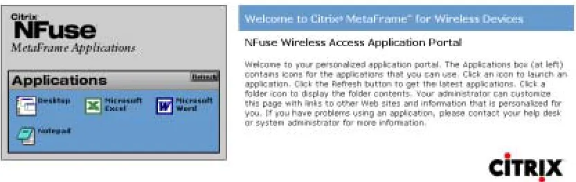 Figure 3: Image Showing NFuse for Wireless Devices Logon Screen 