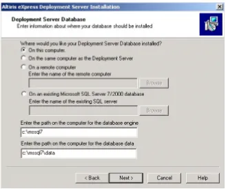 Figure 22: Configuring the Deployment Server Database 