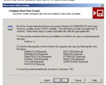 Figure 29: Creating a DOS diskette from a Windows 95/98 installation 