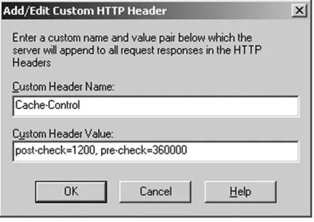 Figure 2: Adding the Cache-Control HTTPHeader using IIS