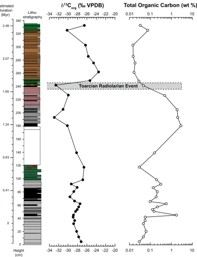 Fig. 5.(wt %) was determined during stable isotope measurements. Note that the scale for TOC is logarithmic