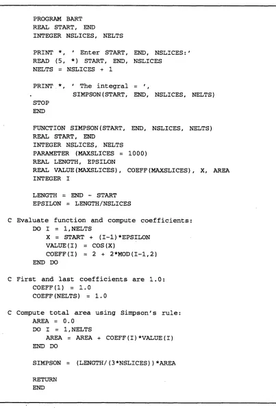 Figure 1. The BART program, coded in Fortran 77 with DO loops on arrays.
