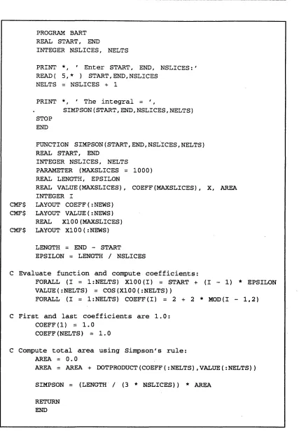 Figure 2. The BART program, converted to CM Fortran.