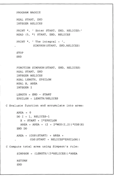 Figure 3. The MAGGIE program, coded in Fortran 77 without arrays.