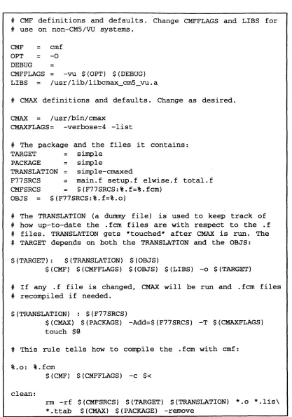 Figure 6. Sample make file for CMAX, global program execution model