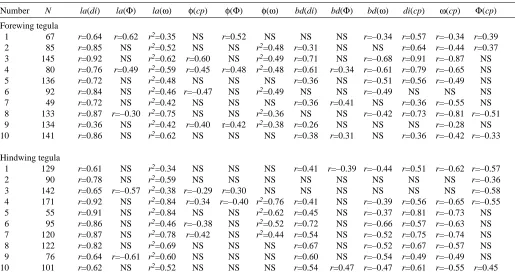 Table 1. Relationships between wing stroke parameters and tegula activity pattern during ﬂight in Locusta migratoria