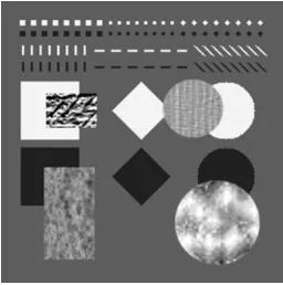 Figure 1: The noise-free test image (256 × 256) with four textureregions.
