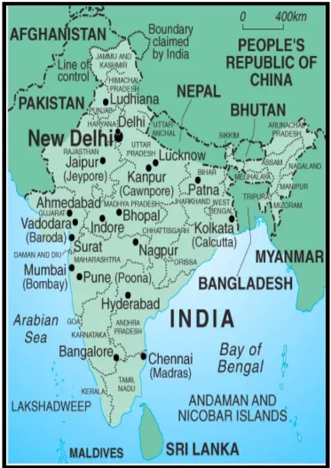 Figure 1: Map of India (India, in Europa World online 2010)  