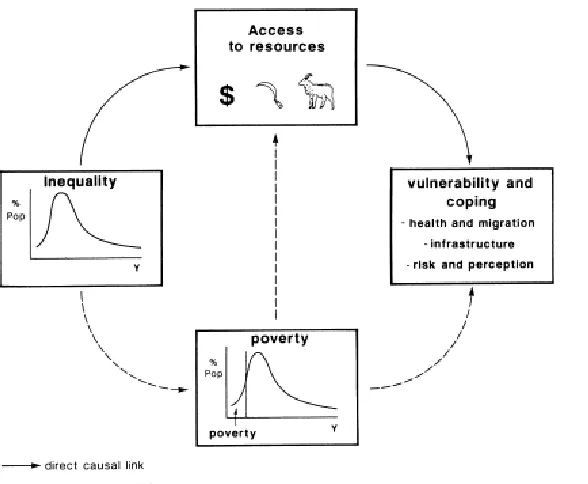Fig. 2 - Direct and indirect links between inequality and vulnerability. Adapted from Adger et al