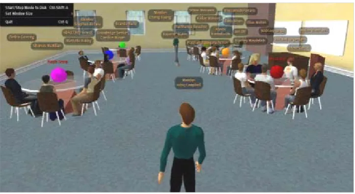 Figure 9 - Virtual Classroom from Ohio University in a virtual campus in Second Life  Source: http://vital.cs.ohiou.edu/vitalwiki/index.php/Ohio_University_Second_Life_Campus_History