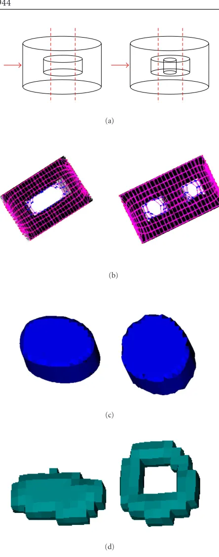 Figure 9: Results obtained on artiﬁcial noisy images. The ﬁrst rowshows the original image, the second row shows the segmentedmeshes, and the last row shows the 3D reconstruction of the de-tected object from the external nodes.