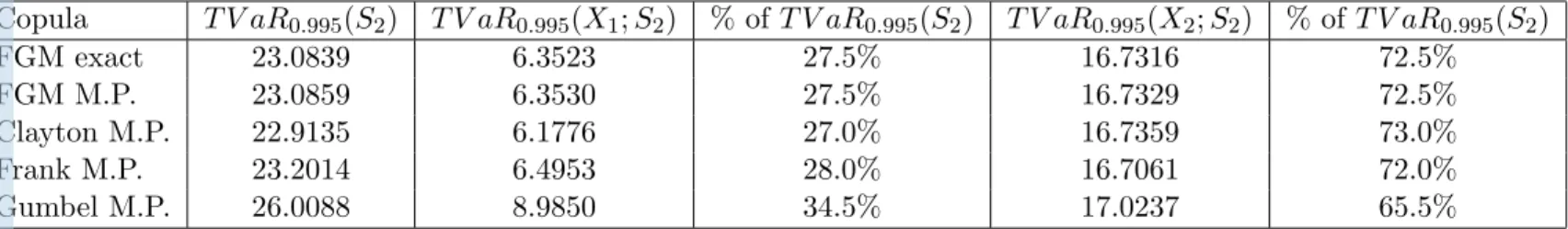 Table 5: TVaR and TVaR-based allocation for S 2 with κ = 0.995.