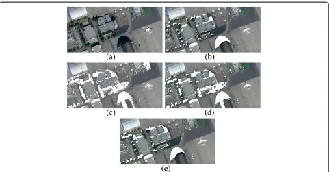 Figure 8 Results of the shadow detection comparison among the concerned three algorithms for the fourth testing image