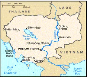 Figure 2. Map of Cambodia (reprinted from www.about.com) 