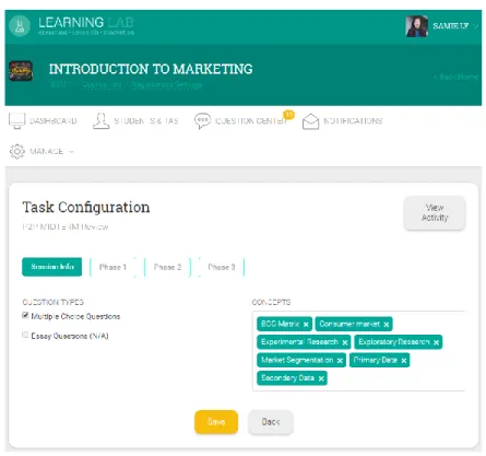 Figure 4. 2 Version 2 Interface: allow the teacher to set up 3 phases with concept tags 