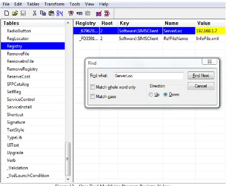 Figure 12 – Orca Tool Modifying Program Registry Values 
