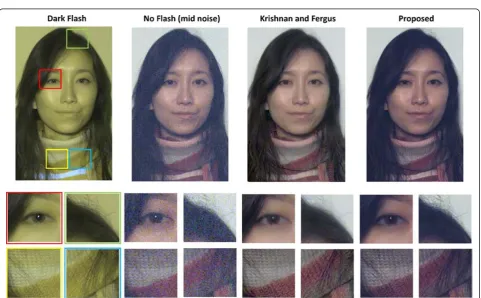 Figure 14 Dark flash/no-flash (low noise) denoising example compared to the state of the art method [7]
