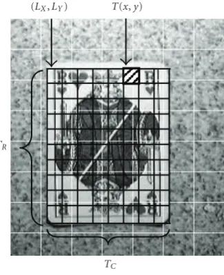 Figure 3: A part of a frame where the card is selected as the ROI.on top of the frame and it is not aligned to the boundaries of theROI mask is notated asmask has the coordinates (The ROI mask has dimensions TC� TR = 8� 10