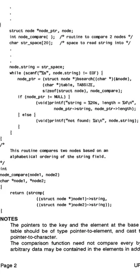 table should be of type pointer-to-element. and cast pointer -to-character. The comparison function need not compare every byte