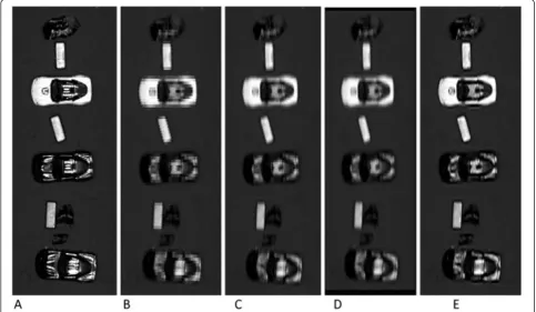 Figure 6 The results for a 118-band indoor hyperspectral database. (a) The original high-resolution data at band 70, (b) low-resolutionimage of (a) (downsampled in the spatial domain by a factor of 3), (c) bicubic interpolation (PSNR = 12.10, SSIM = 0.343364, FSIM = 0.4745), (d)super-resolution by endmember-based TV model (PSNR = 13.30, SSIM = 0.366734, FSIM = 0.5822), (e) super-resolution by proposed algorithm(PSNR = 16.61, SSIM = 0.393864, FSIM = 0.6433).