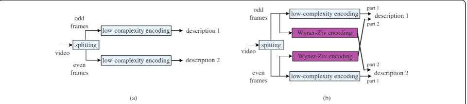 Figure 1 Basic idea of 2D-DVC. (a) a conventional MDC for video, (b) encoding structure of 2D-DVC.
