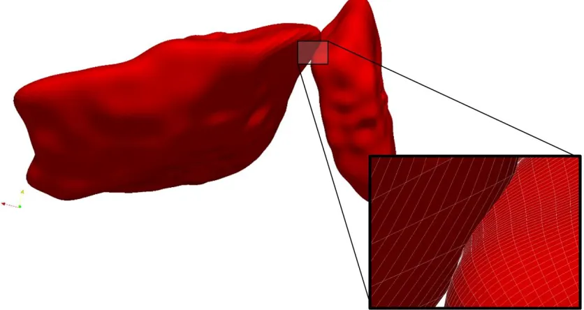 Fig. 2.4.   Schematic representation of particles with overlap along line of centers shown in 2 dimensions