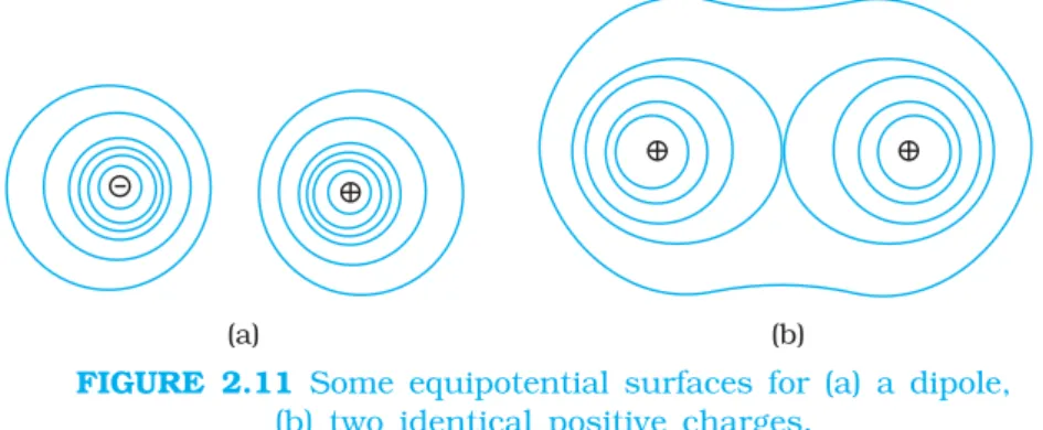 FIGURE 2.11 Some equipotential surfaces for (a) a dipole,