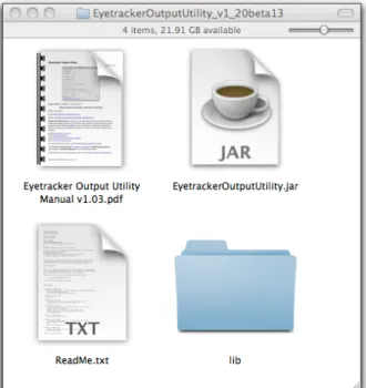 Figure 1. Folder content after unzipping the file: EyetrackerOutputUtility.zip.