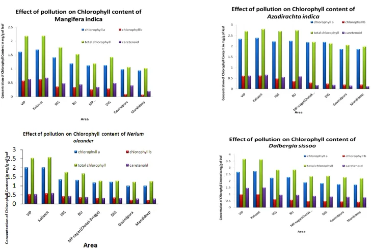 Fig. 1: Concentration of Chlorophyll Content Collected from Polluted or less Polluted area