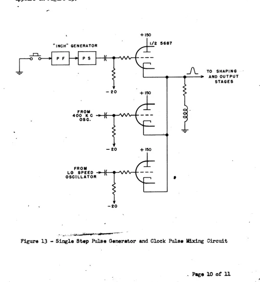 Figure 13 - Single Step PulSe Generator and Cloek Pulse Ifix1ng Circui t 