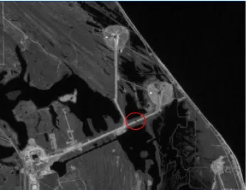 Figure 11.  Space Shuttle circled on band 5 of baseline image. 
