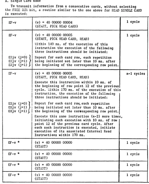 TABLE II READ CONSECUTIVE CARDS 
